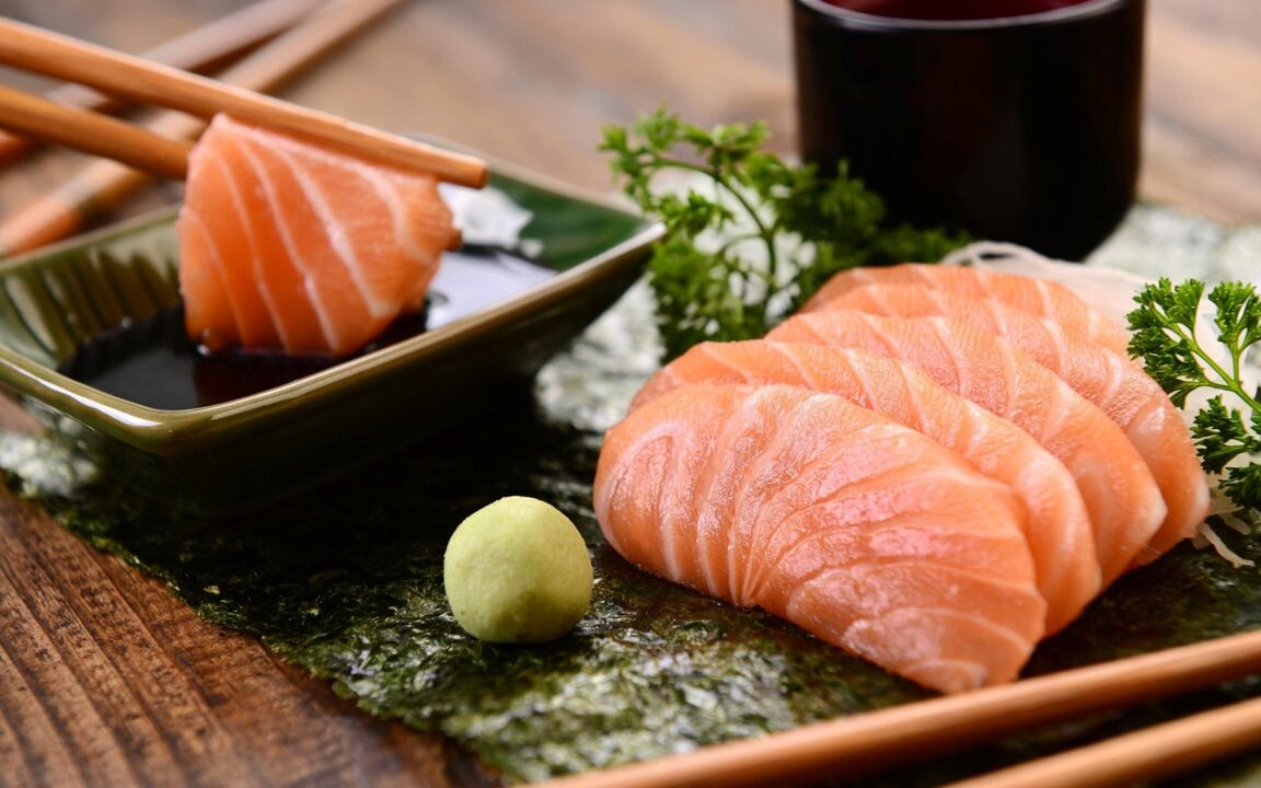 Ryby są jednym z podstawowych składników japońskiej diety, z wyjątkiem tłustych odmian, takich jak łosoś. 